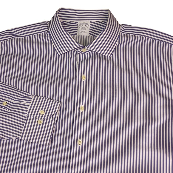 Brooks Brothers Other - Brooks Brothers 1818 Regent Dress Shirt Mens 18 4/5 Purple White Stripe Non-Iron